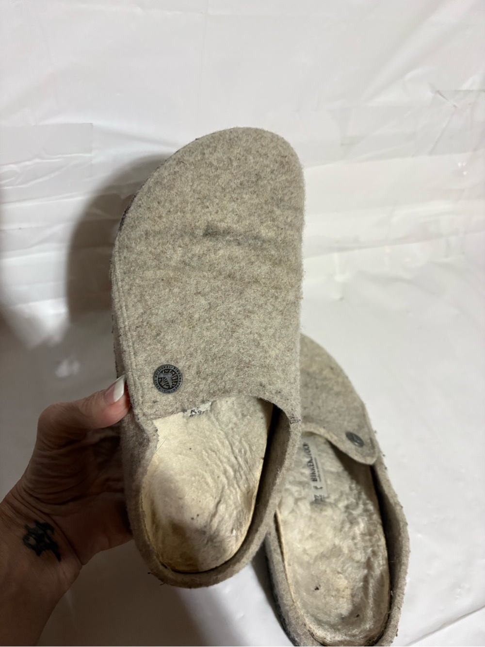 Birkenstock Felt Slip-On Clog in Beige - Picture 10 of 16